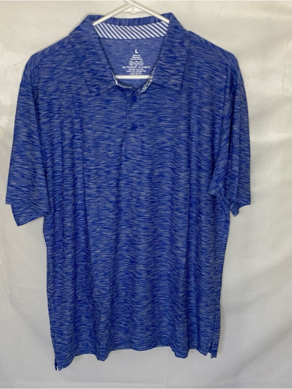 Men’s Performance Golf Polo L Shirt Large Blue Space Dye Quick-Dry Activewear